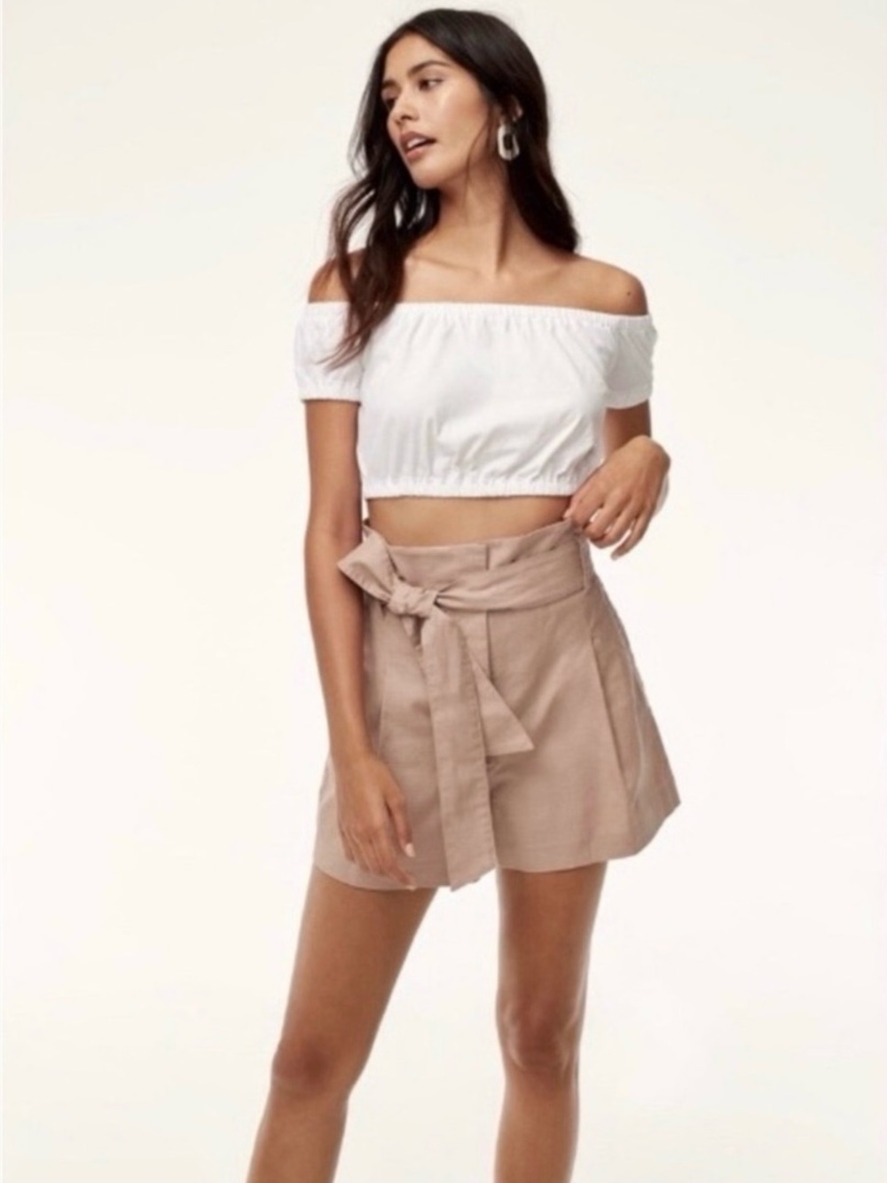 Aritzia Wilfred Marne Linen Belted Shorts High Rise Tailored Pleated Size 0